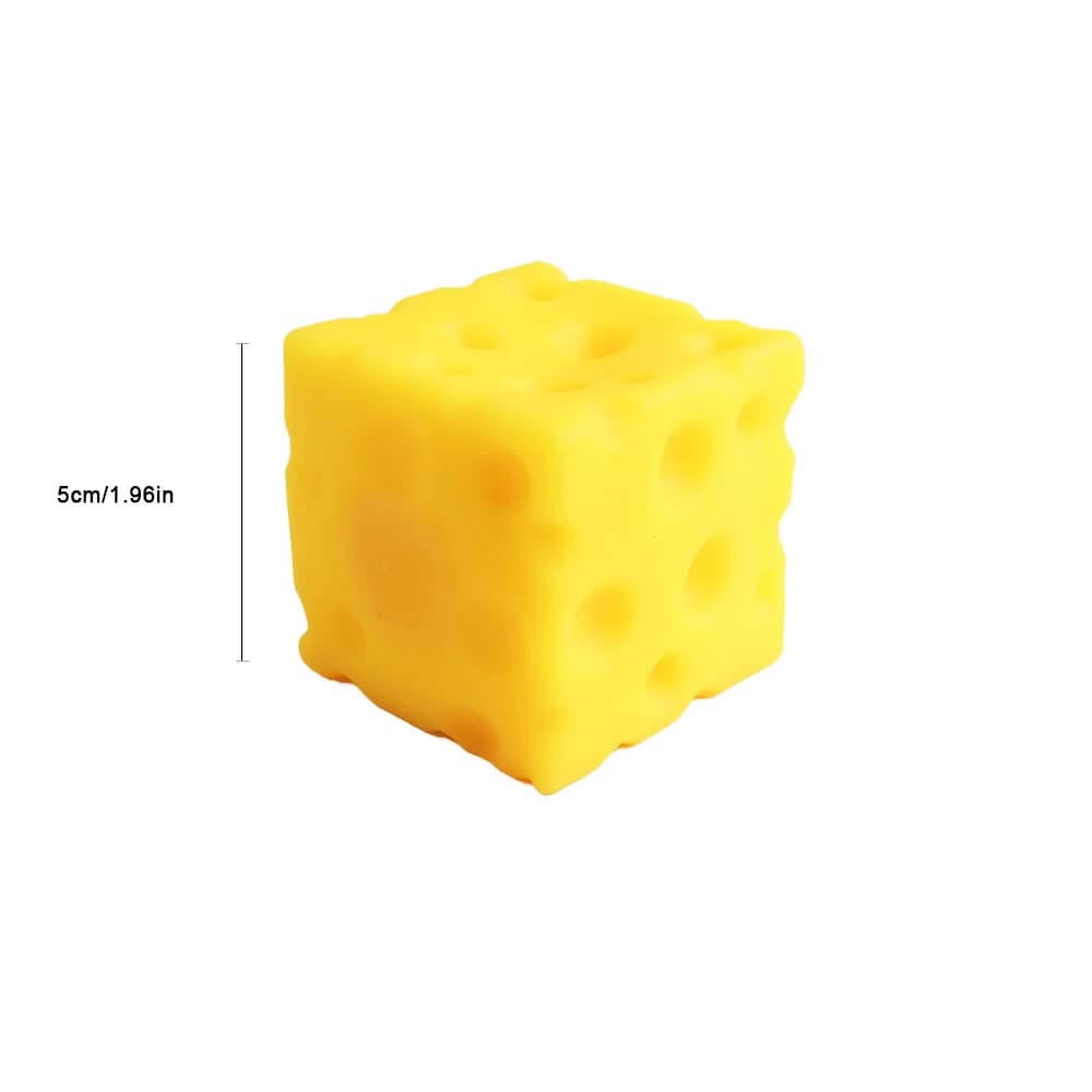 Jouet anti-stress en caoutchouc souple en forme de cube de fromage jaune, nouveauté, rebondissant, p
