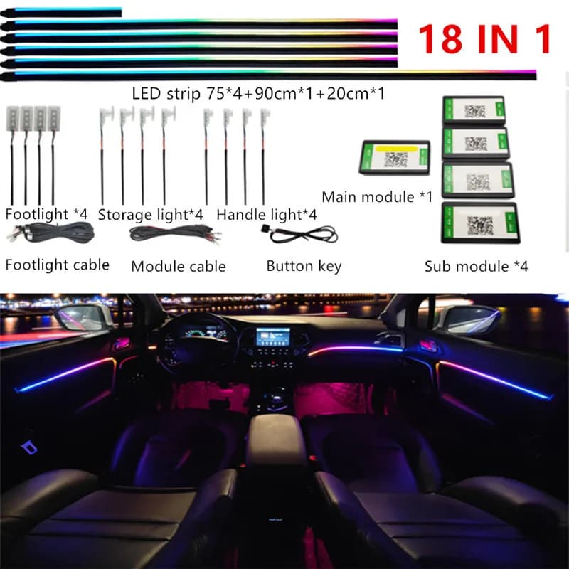 Lumière ambiante LED pour voiture, déconnexion universelle, 64 RVB, document intérieur de voiture, g