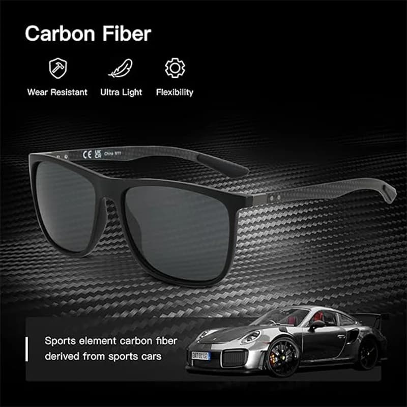 ZENOTTIC lunettes de soleil polarisées carrées pour hommes lunettes de soleil ultralégères en Fiber 