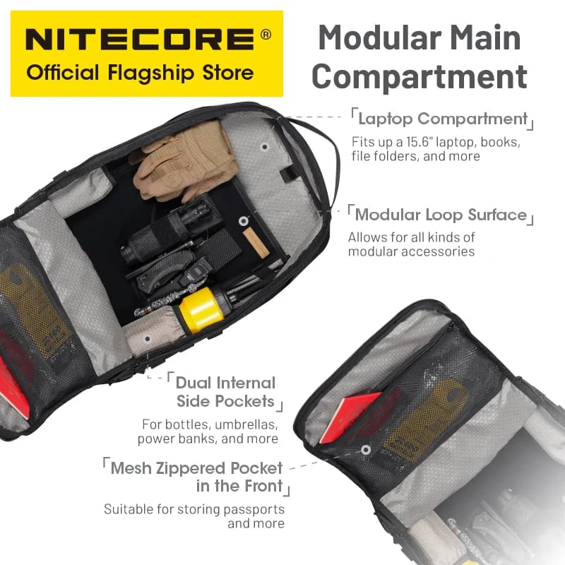 NITECORE BP23 PRO 23L sac à dos de banlieue 500D tissu plus récent Camping Trekking pêche Sport syst