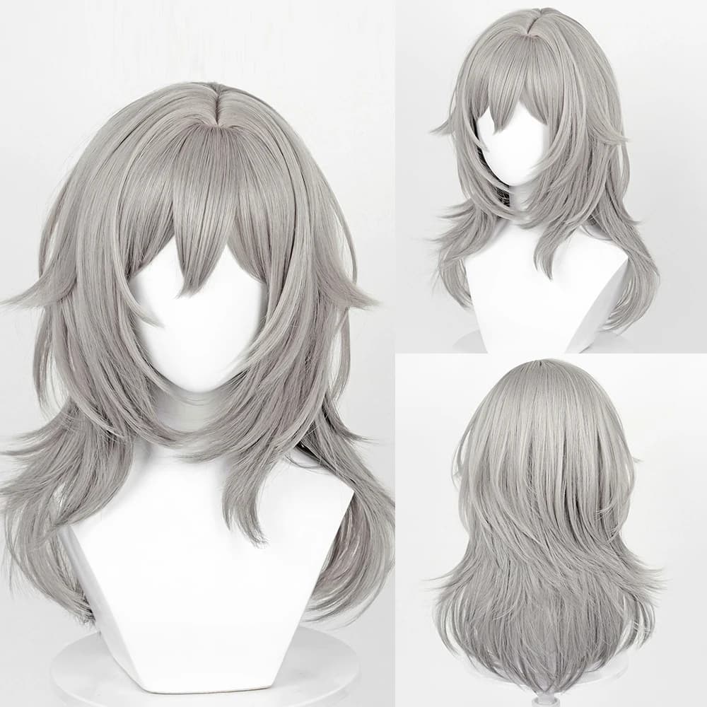Perruque synthétique grise longue et lisse pour femmes, perruque moelleuse résistante à la chaleur p