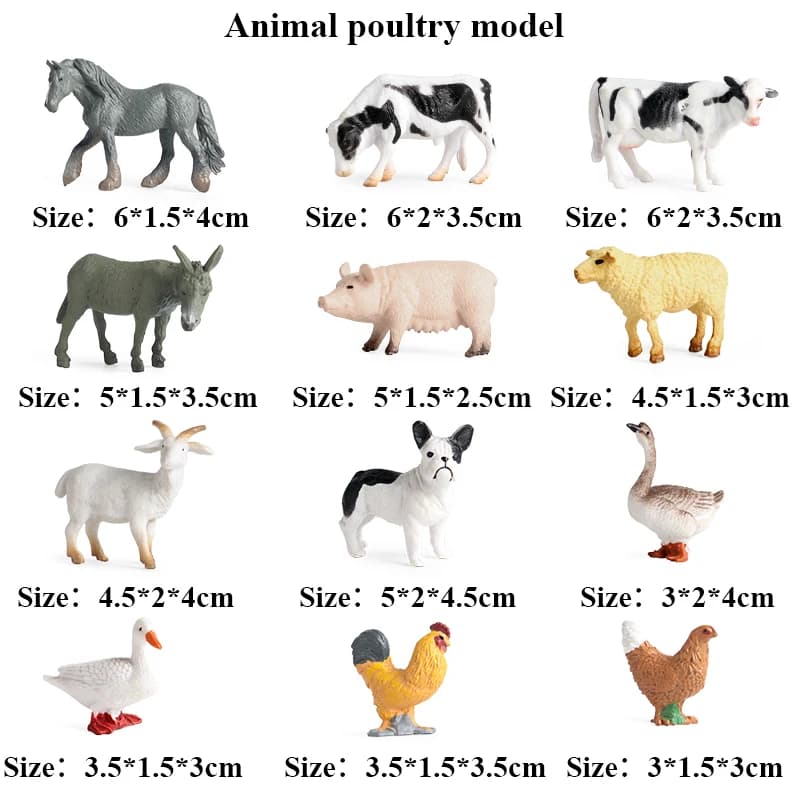 Oenux Zoo ferme maison modèle figurines d'action fermier vache poule canard volaille animaux ensembl