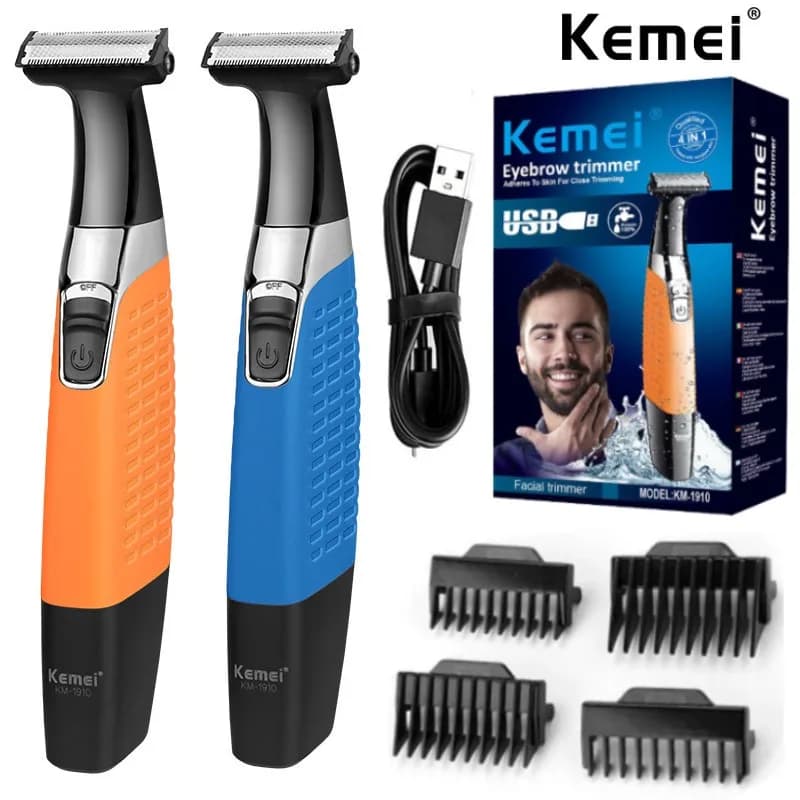 Kemei rasoir électrique professionnel pour hommes tondeuse à barbe rechargeable rasoir étanche toile