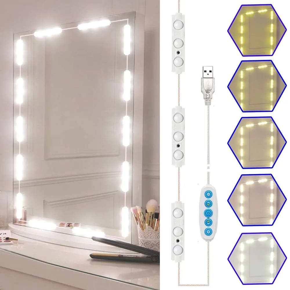 Miroir de maquillage ampoule LED lumières de vanité USB 5V salle de bain coiffeuse éclairage réglabl