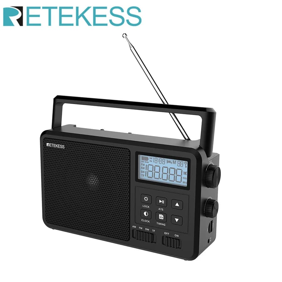 Retekess TR638 Radio numérique portable FM AM SW stéréo Bluetooth sur batterie, compatible avec écou