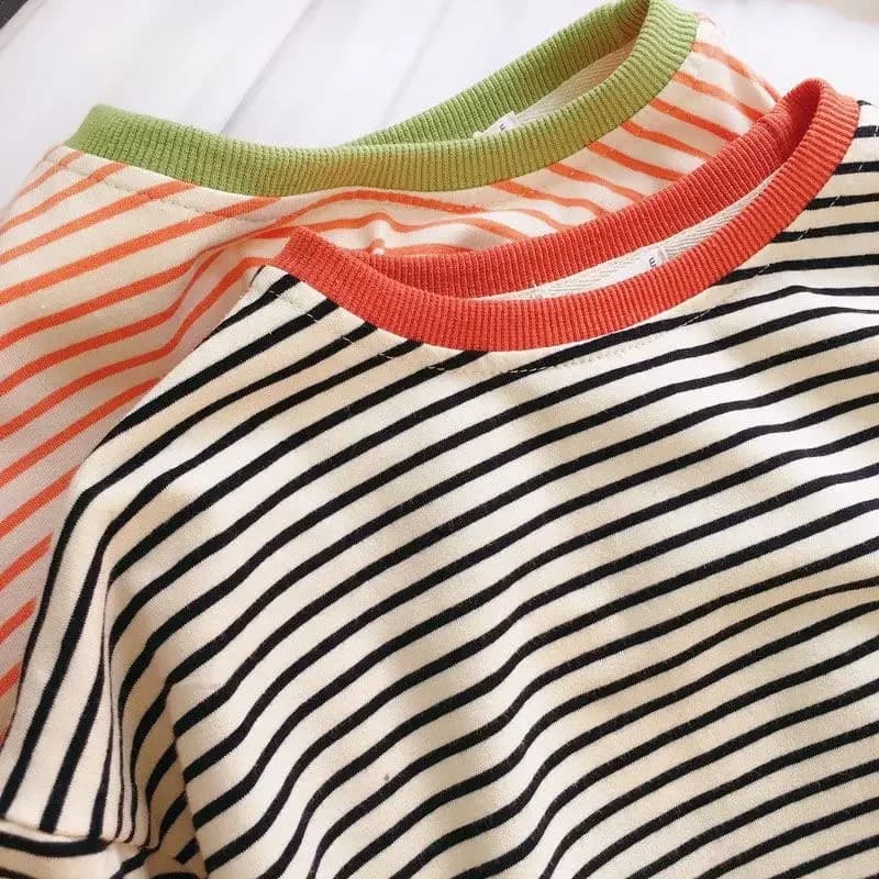 T-shirt rayé à manches longues pour garçons et filles, chemises astronomiques pour enfants, coton dé