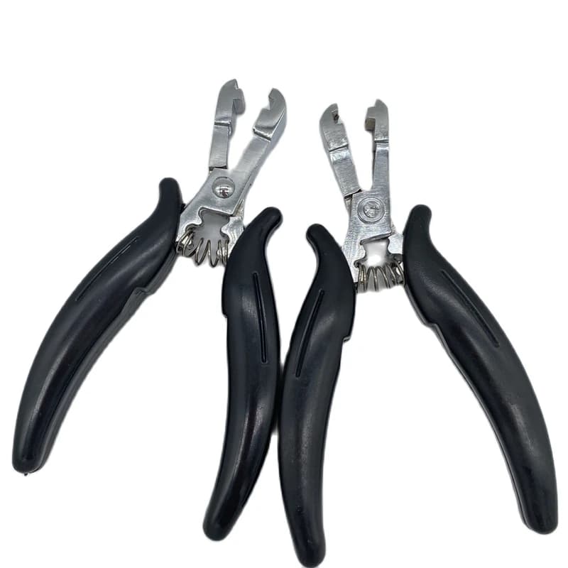 Pince de Type plat avec poignée noire, rainure de 6mm, pour Extensions de cheveux pré-collées, outil