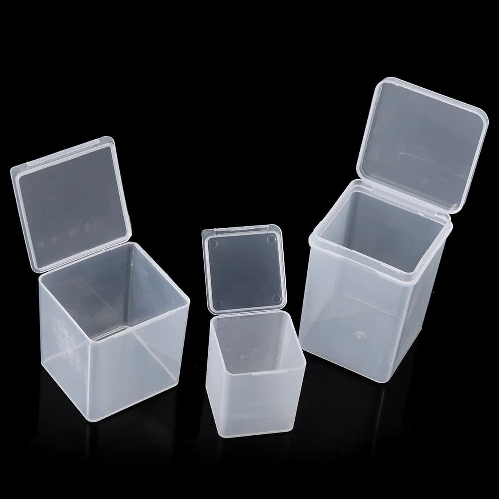 Petites boîtes de rangement en plastique avec couvercle à charnière, nombreuses boîtes transparentes