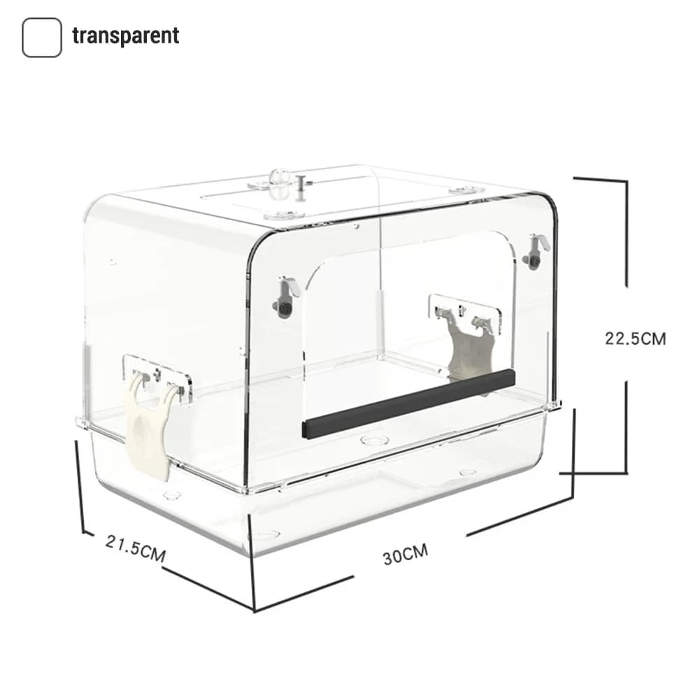 Boîte de bain d'oiseaux pour Cage, baignoire détachable, boîte de douche, perroquet, acrylique Trans