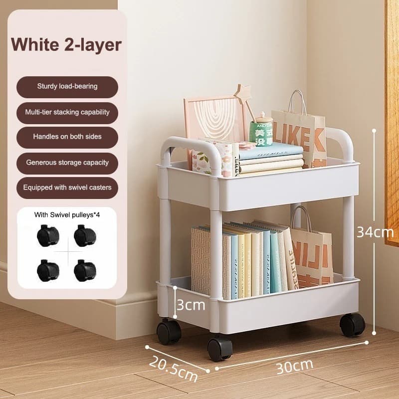 Chariot domestique multicouche mobile : support de rangement multifonctionnel avec roulettes adapté 