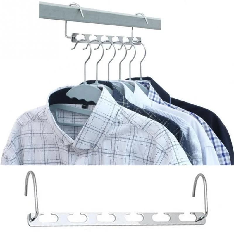 Cintres métalliques multifonctionnels permettant de gagner de l'espace, avec crochet magique, 6 trou