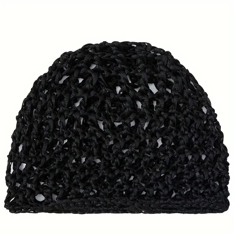 Bonnet de couchage pour usage quotidien, filet à cheveux en maille noire au Crochet, bonnet de soins