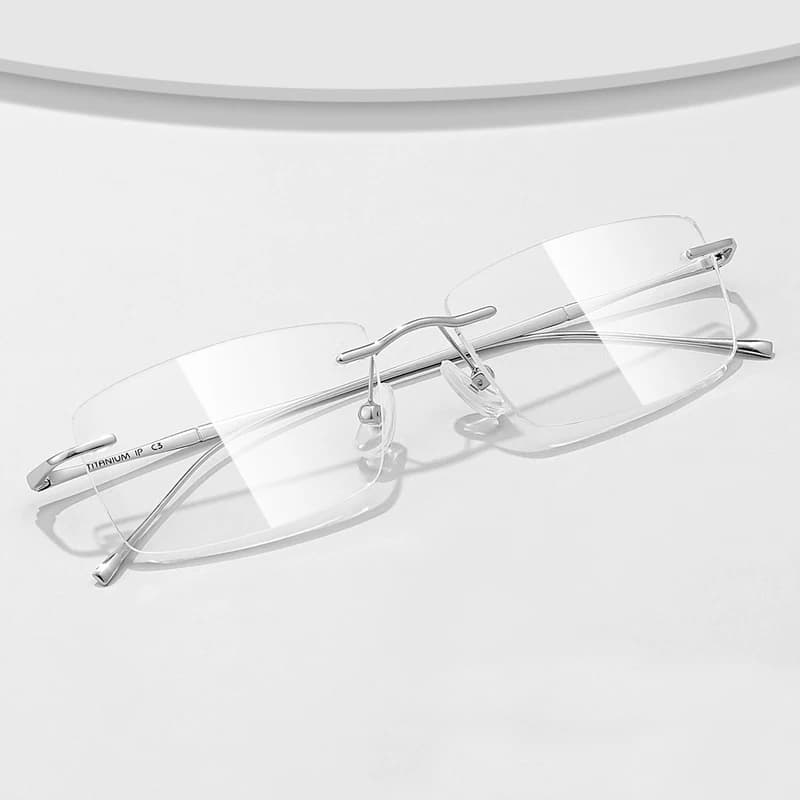 Monture de lunettes sans monture en titane pur ultra-léger pour hommes, anti-lumière bleue, montures