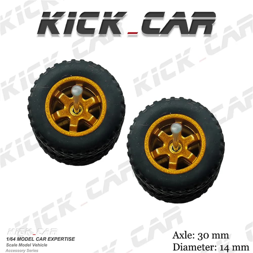 KICARMOD Pneus en caoutchouc et roues de voiture en métal moulé sous pression 1/64 pour véhicules to