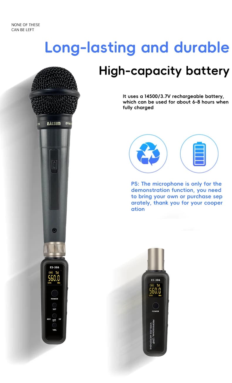Transmetteur et récepteur XLR pour microphone dynamique, convertisseur de microphone sans fil UHF, a