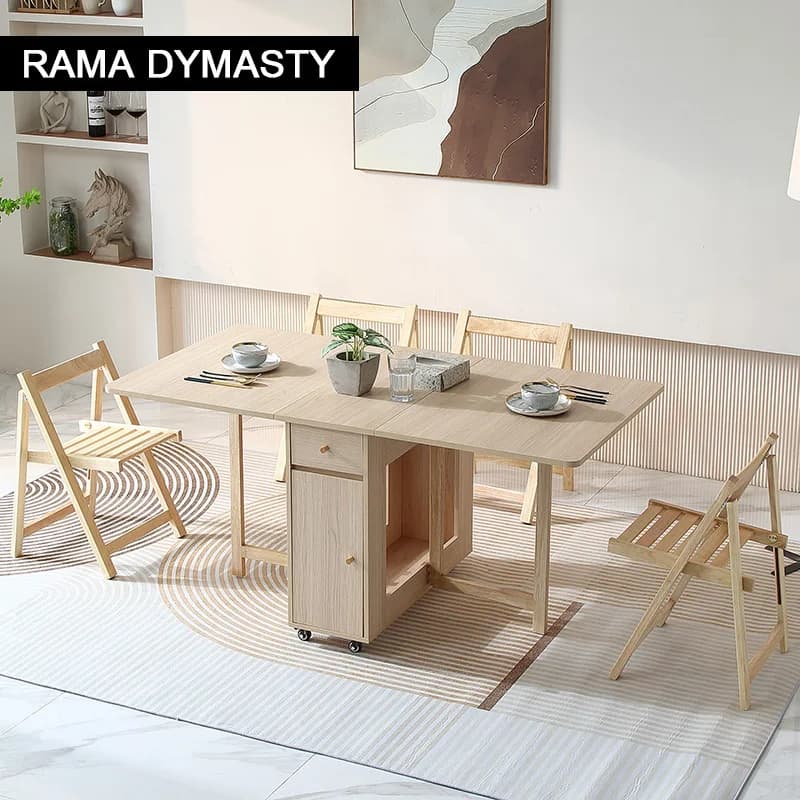 Table de salle à manger pliante extensible avec cuir chevelu tombant, table peu encombrante pour sal