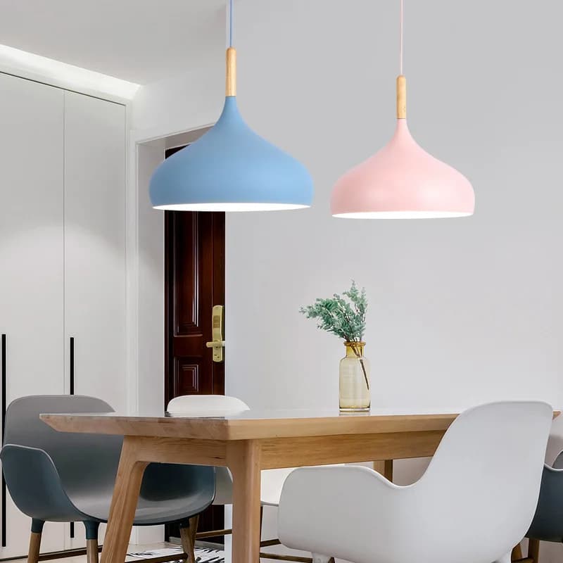 Nouvelles lampes suspendues modernes lustre macaron pour Restaurant chambre lampes suspendues en alu