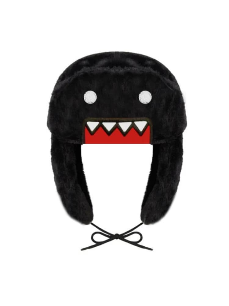 Chapeau Lei Feng en coton double couche avec broderie de dessin animé, en polaire corail, coupe-vent