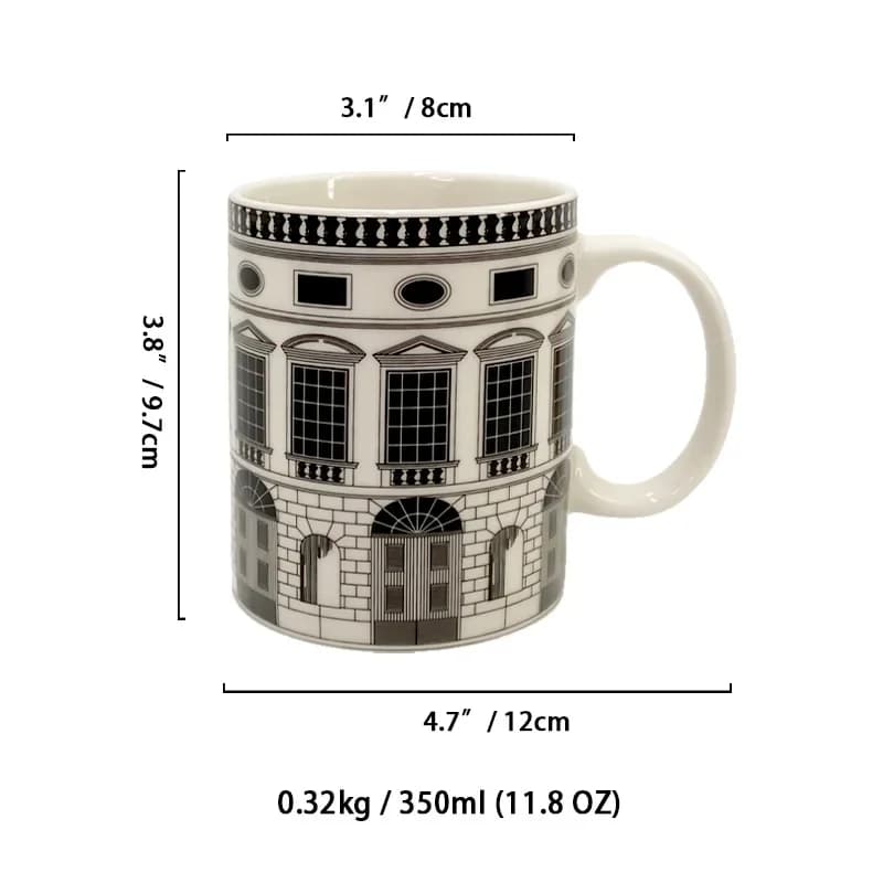 Tasse à thé en céramique de maison d'architecture créative, grande capacité, tasse à café exquise, c