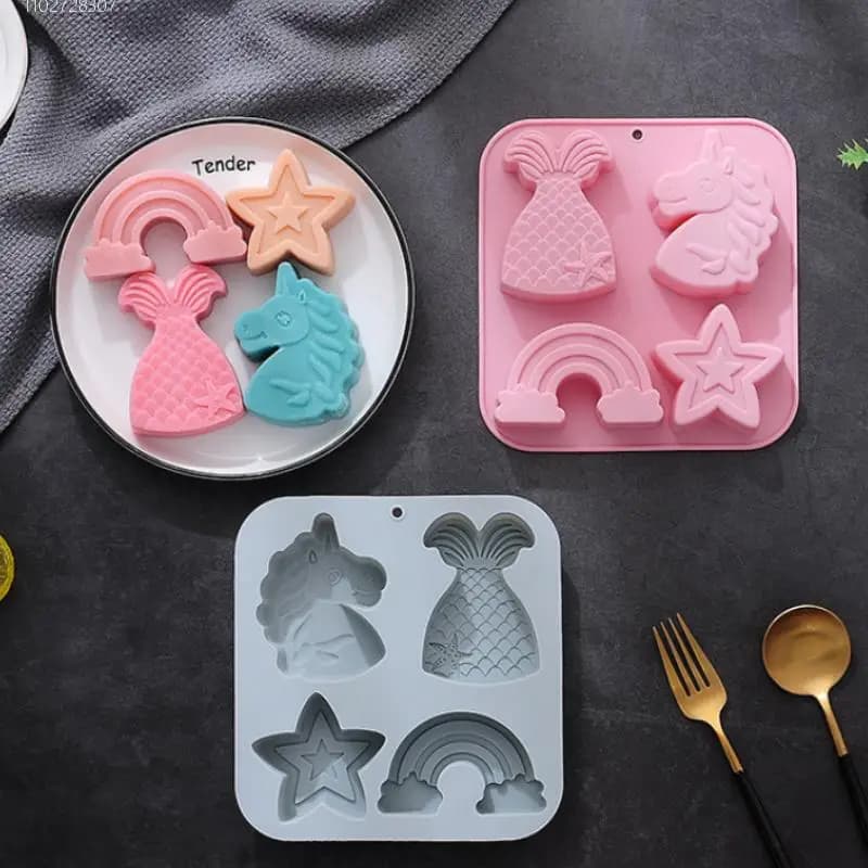 Moule à chocolat en Silicone licorne poreuse de dessin animé, sirène, gâteau aux bonbons, cuisson su