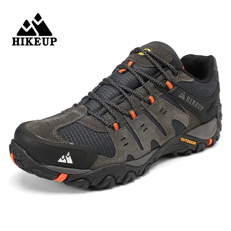 HIKEUP-Chaussures de randonnée en cuir suédé pour homme, baskets d'extérieur résistantes à l'usure, 