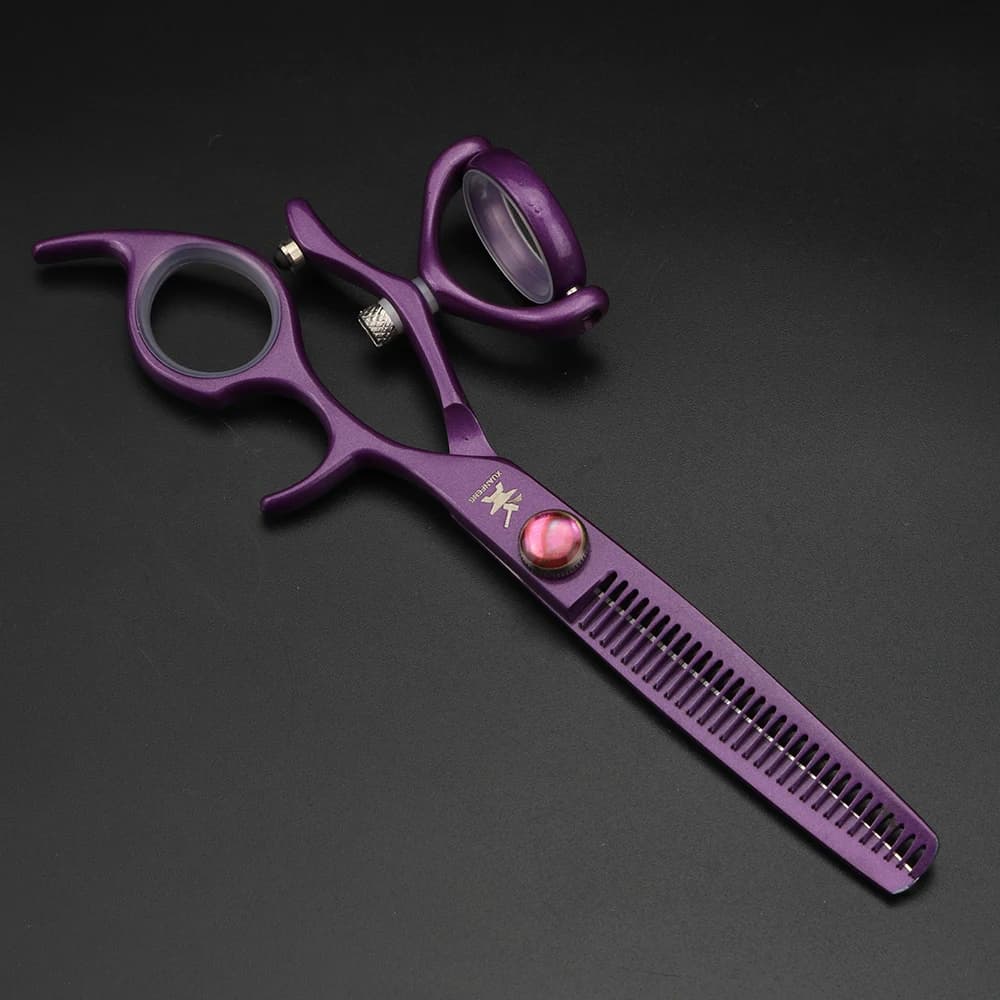 XUANTENG Ciseaux à cheveux professionnels à poignée unique violette, ciseaux de coupe de barbier et 
