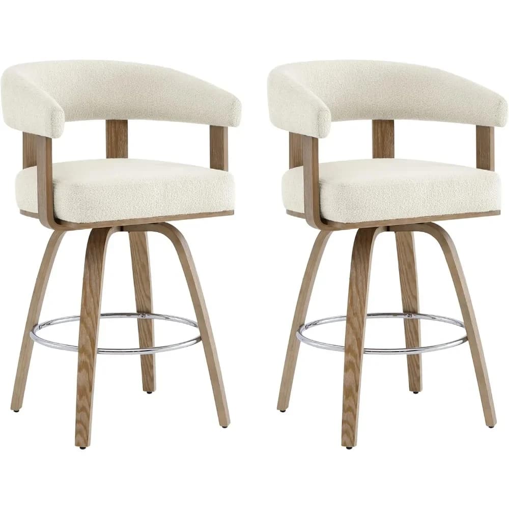Ensemble de 2 tabourets de bar pivotants à hauteur de comptoir, tabourets de bar rembourrés avec dos