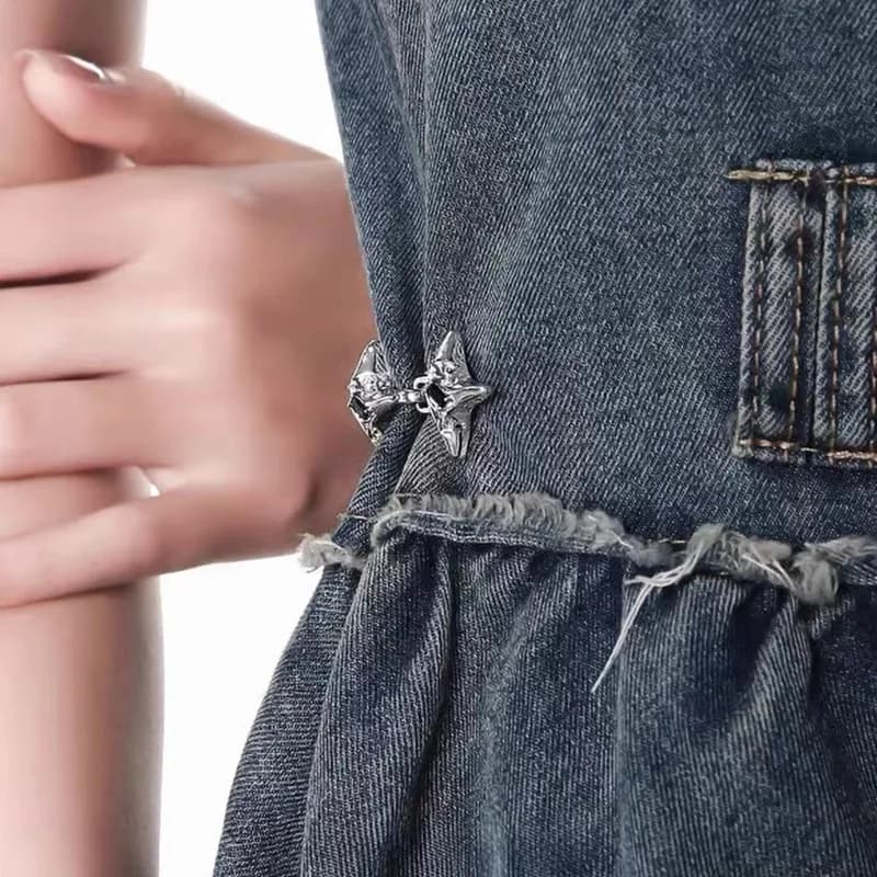 Outil de serrage de taille étoile à quatre branches de tempérament, boucle de taille réglable, jean 