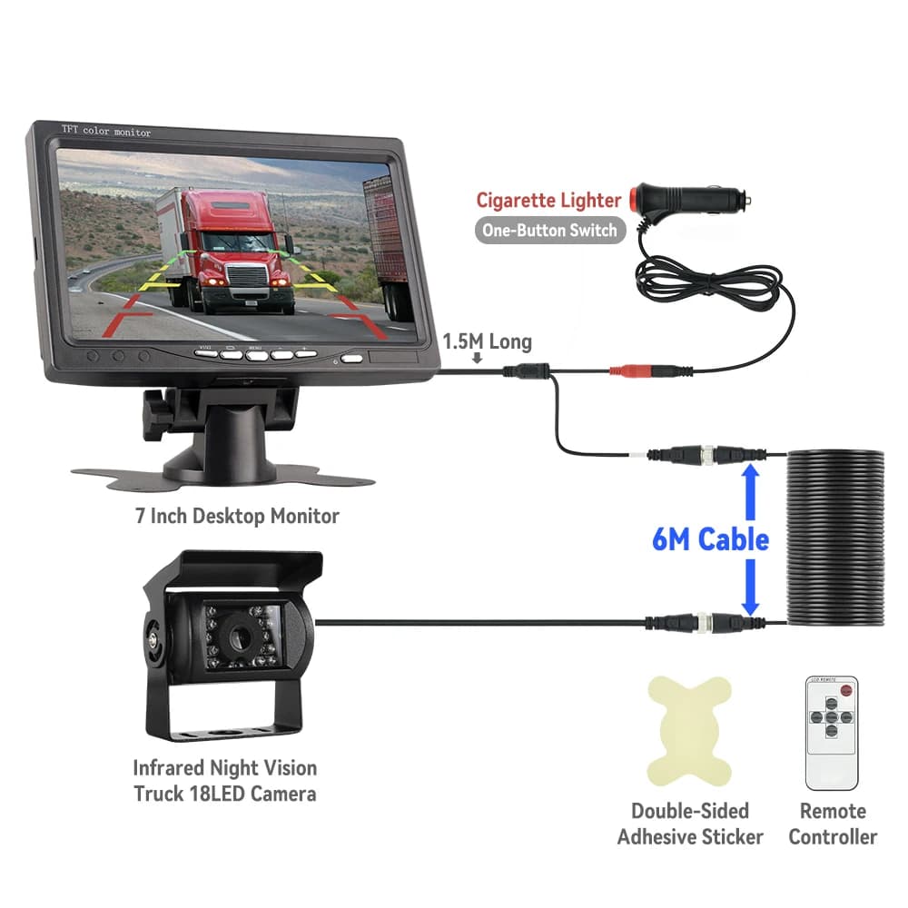 Caméra de recul pour camion avec moniteur 7 pouces pour stationnement automobile, caméra de recul in
