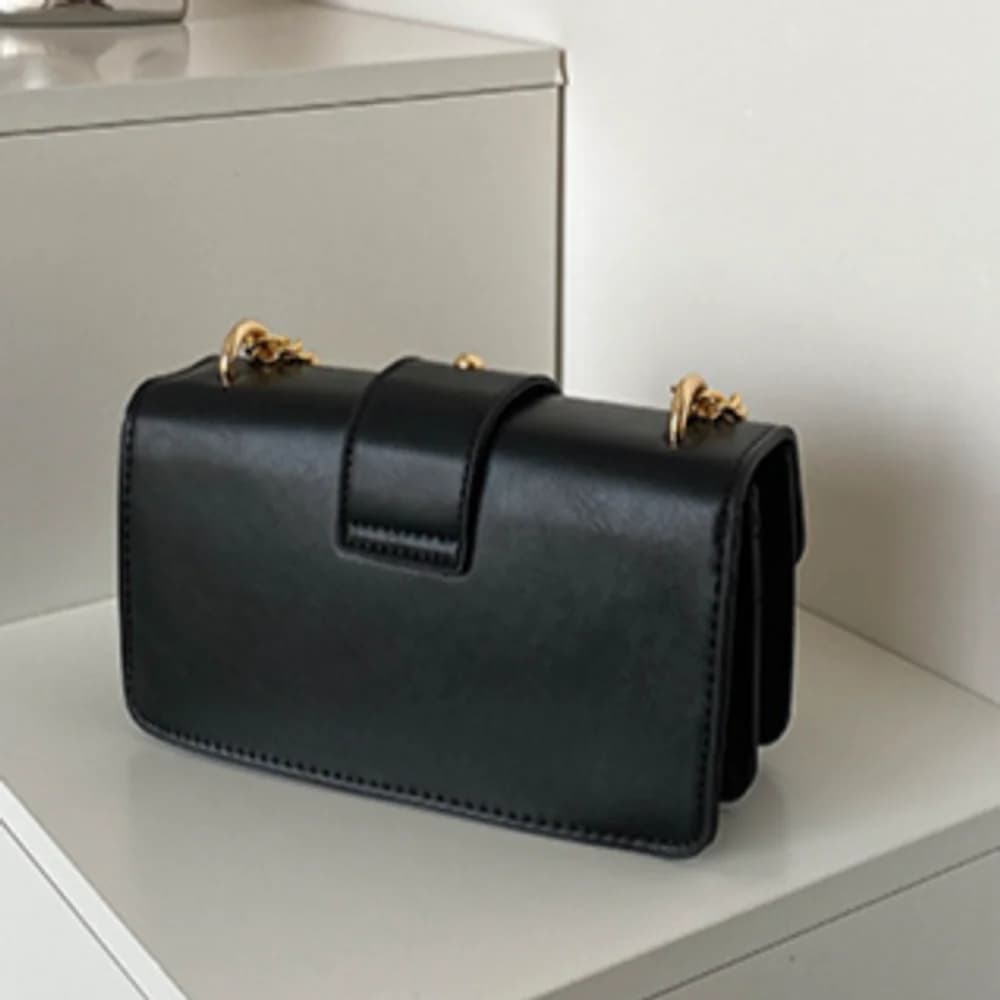 Sac à bandoulière double chaîne pour femme, sac à rabat rétro en cuir PU, sac à main décontracté pou