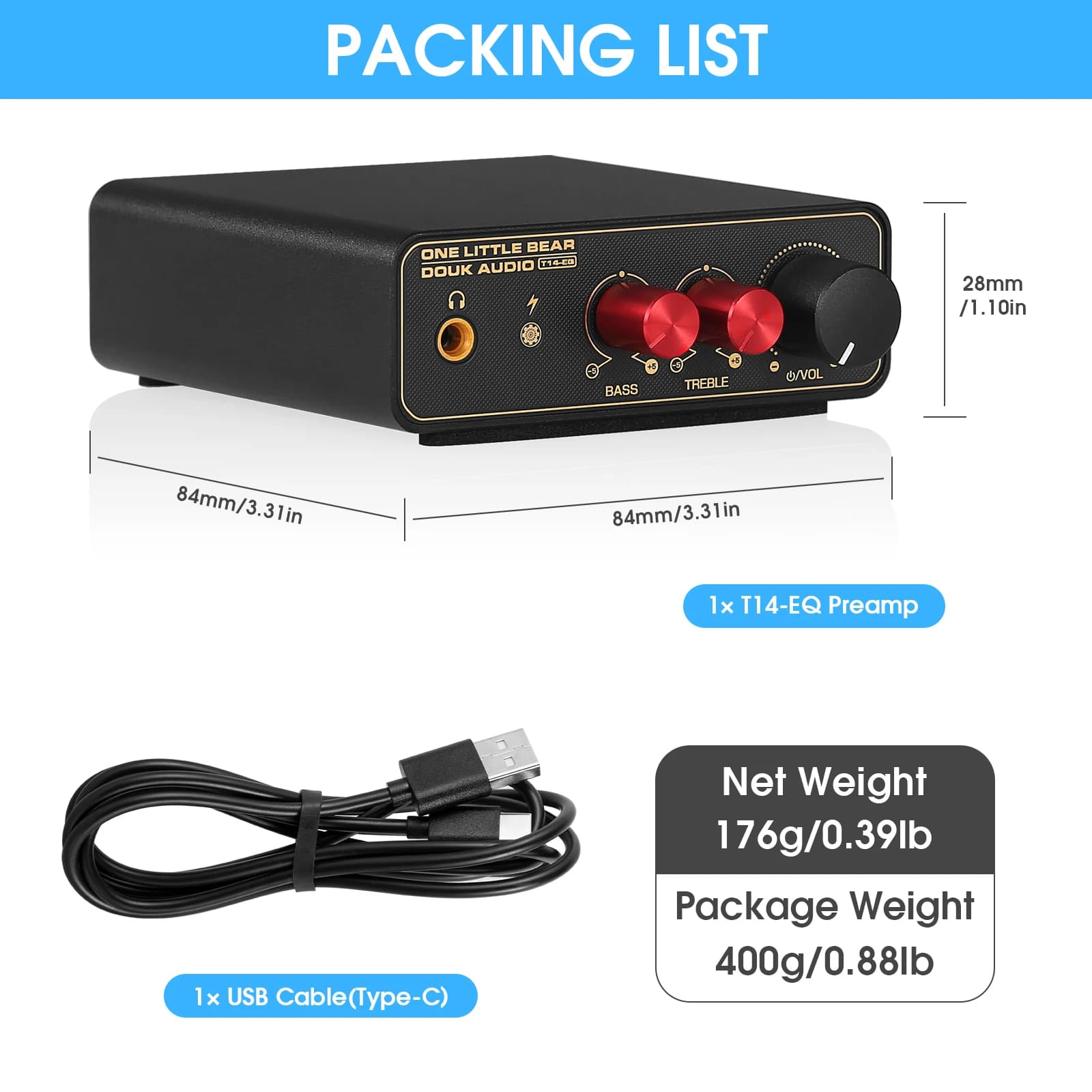 Douk Audio T14-EQ stéréo RIAA MM/MC préampli de scène Phono maison platine préamplificateur avec amp