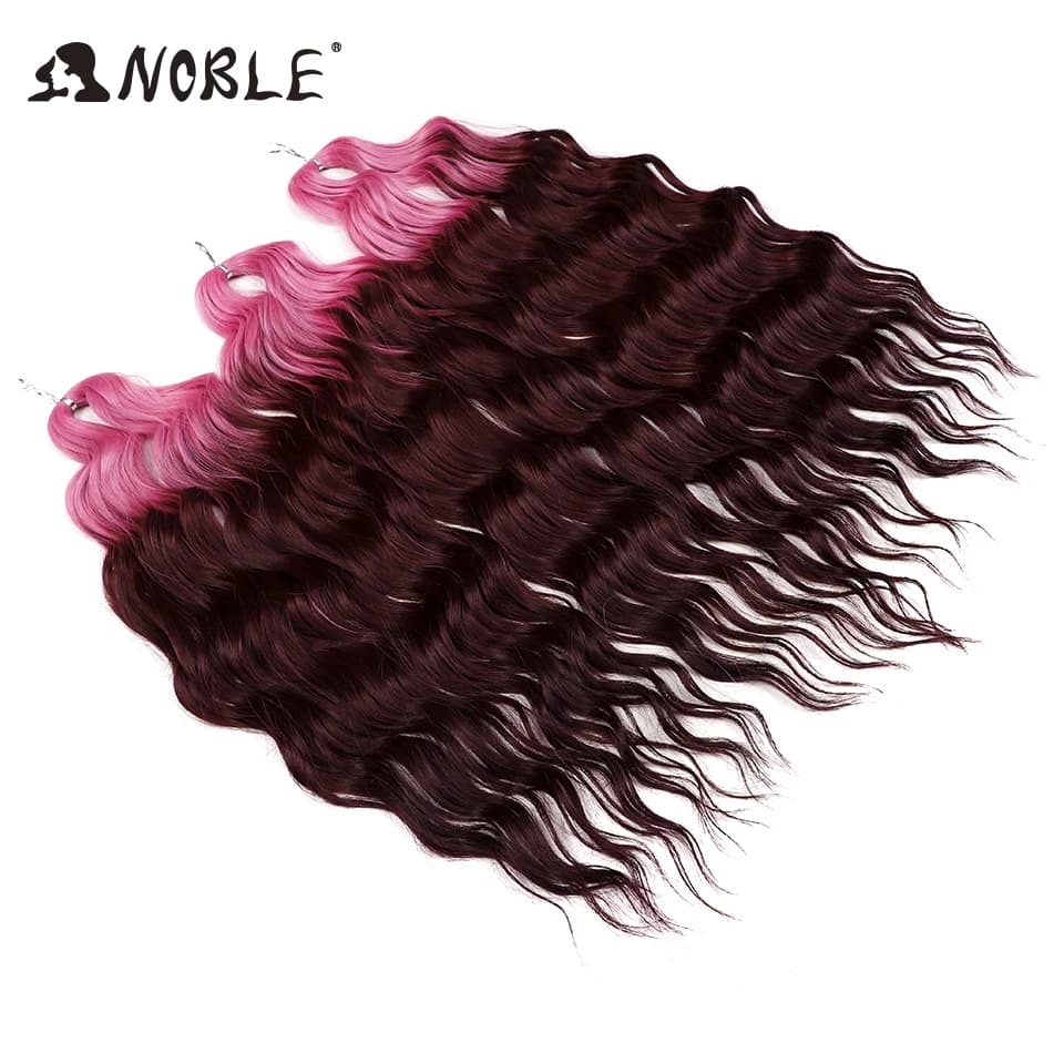 Noble 24 pouces cheveux synthétiques vague d'eau tressage Extensions de cheveux Ombre arc-en-ciel co