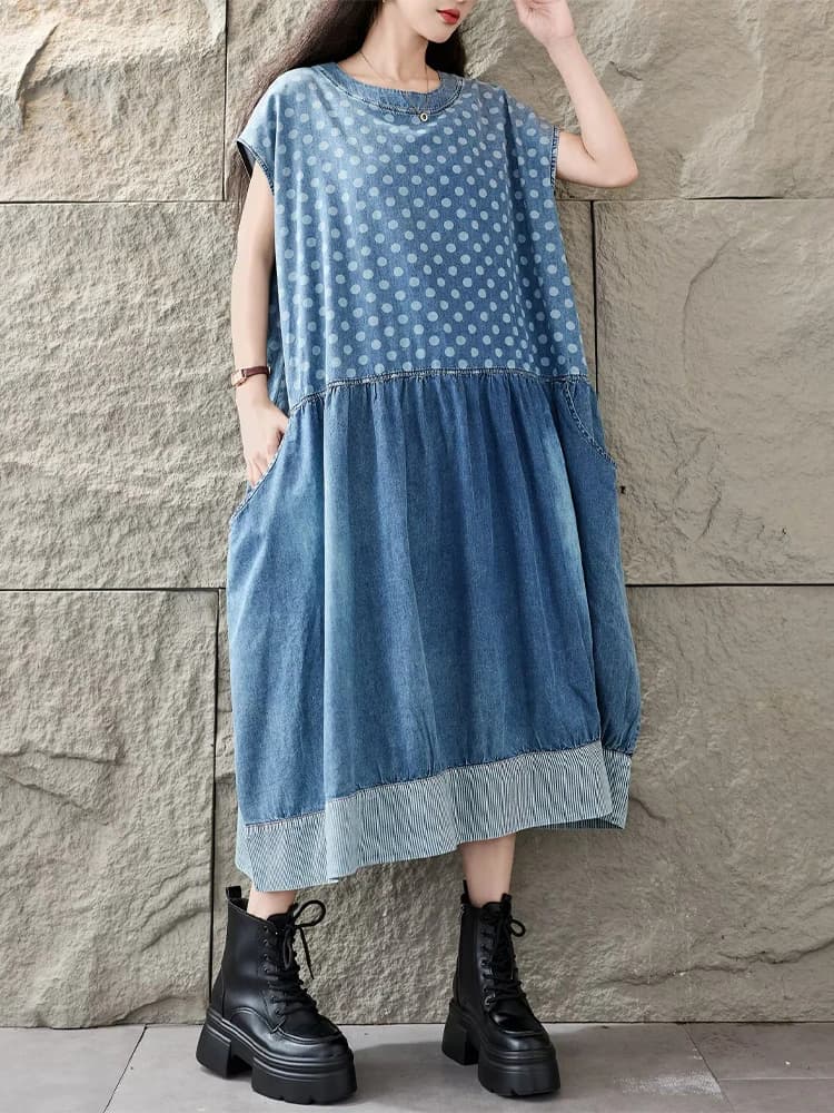 Amax LuluE 2026 Robes d'été amples pour femmes, style vintage classique à pois, design japonais, col