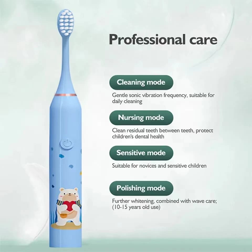 Brosse à dents électrique sonique propre pour enfants, motif de dessin animé pour enfants, avec tête