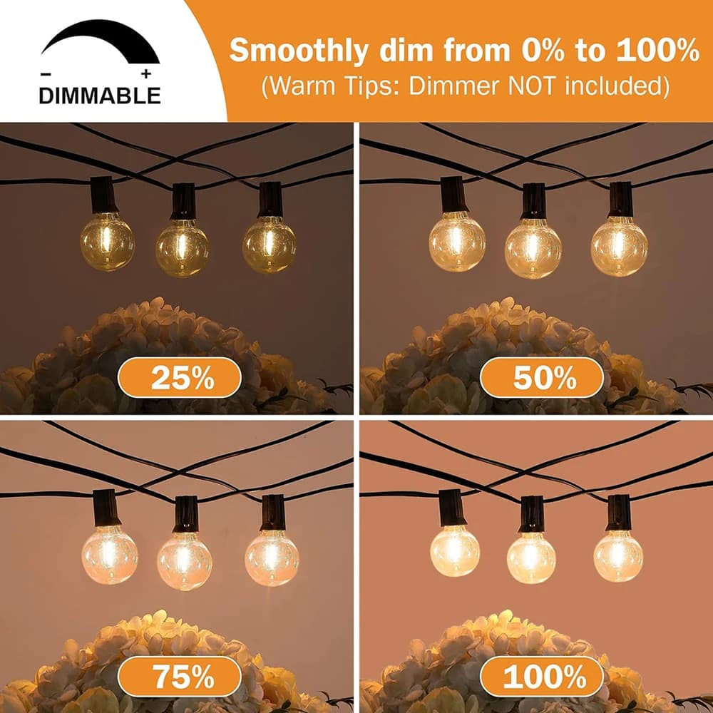 Guirlande lumineuse LED d'extérieur G40, guirlande de fête, ampoules Globe à intensité variable, lam