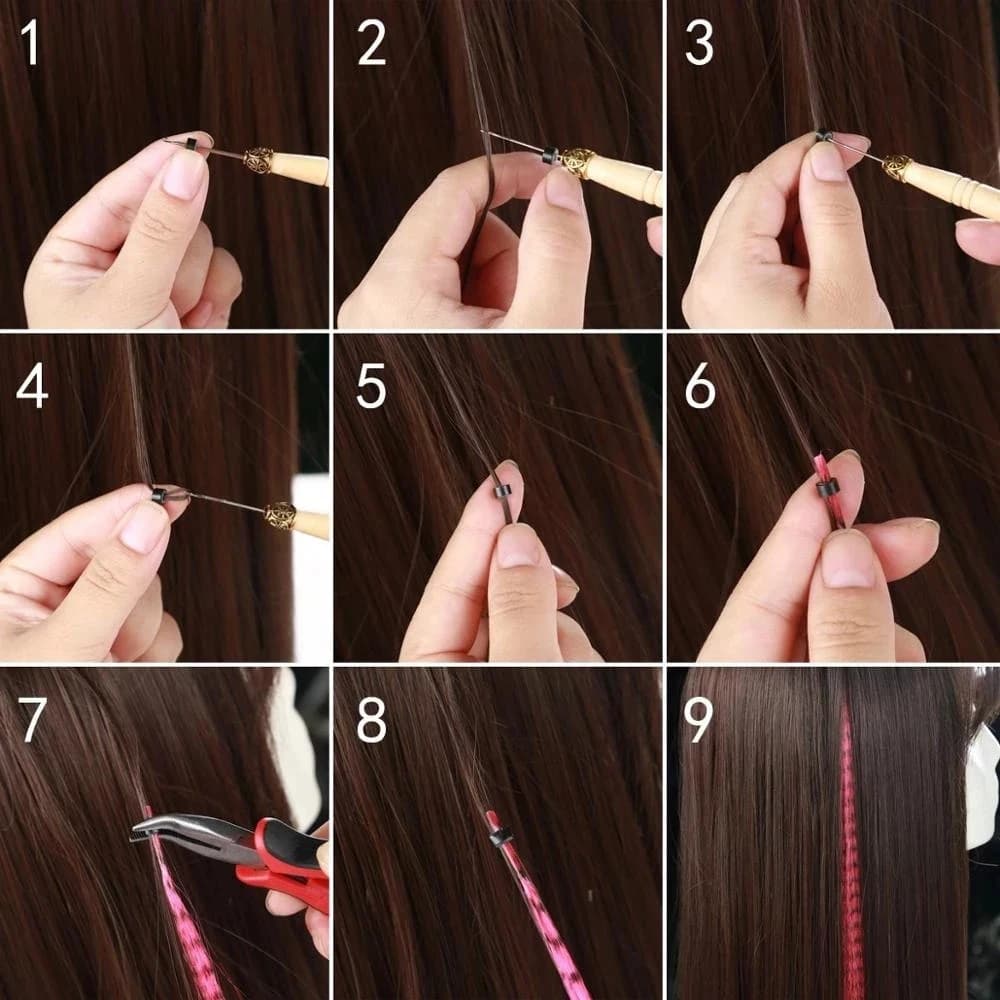 LISI GIRL Extensions de cheveux synthétiques en plumes colorées 16 pouces 10 pièces/pack bleu violet