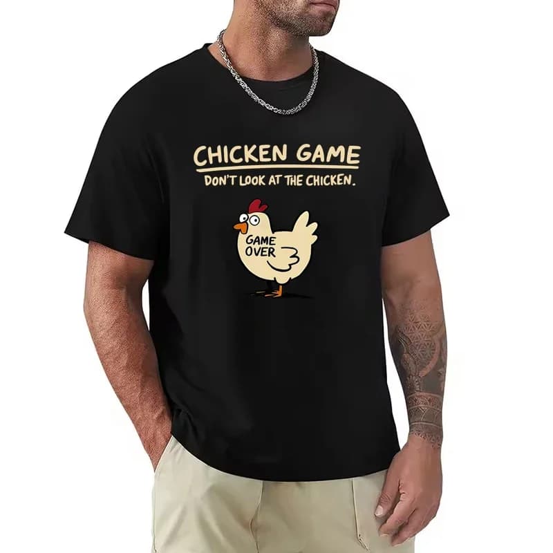 Jeu de poulet ne regarde pas le poulet motif imprimé T-Shirt hommes décontracté quotidien en plein a