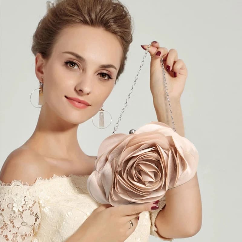 Sac de soirée floral portable pour femme, petit sac à main pour mariée, robe complète, sac à main de