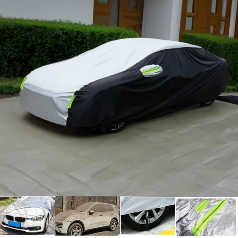 Pare-soleil Double couleur pour extérieur de voiture, Protection anti-poussière avec bandes réfléchi
