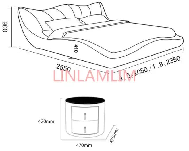 Cadre de lit en cuir véritable pour chambre à coucher, mobilier de maison moderne et doux, Europe et