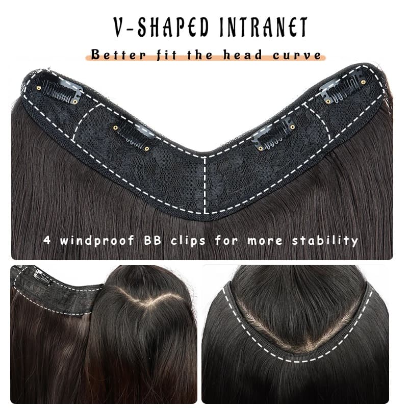 WIGSIN 22 pouces synthétique en forme de V couches 4 Clips longue Extension de cheveux raides mode p
