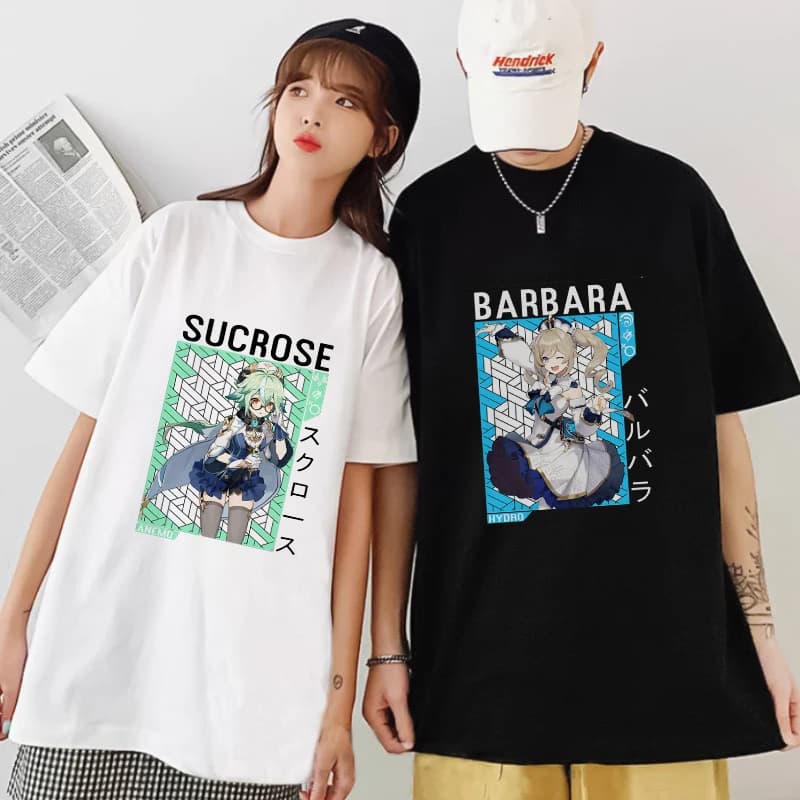 Genshin – t-shirt à manches courtes pour hommes et femmes, 100% coton, de haute qualité, Lisa, barbi