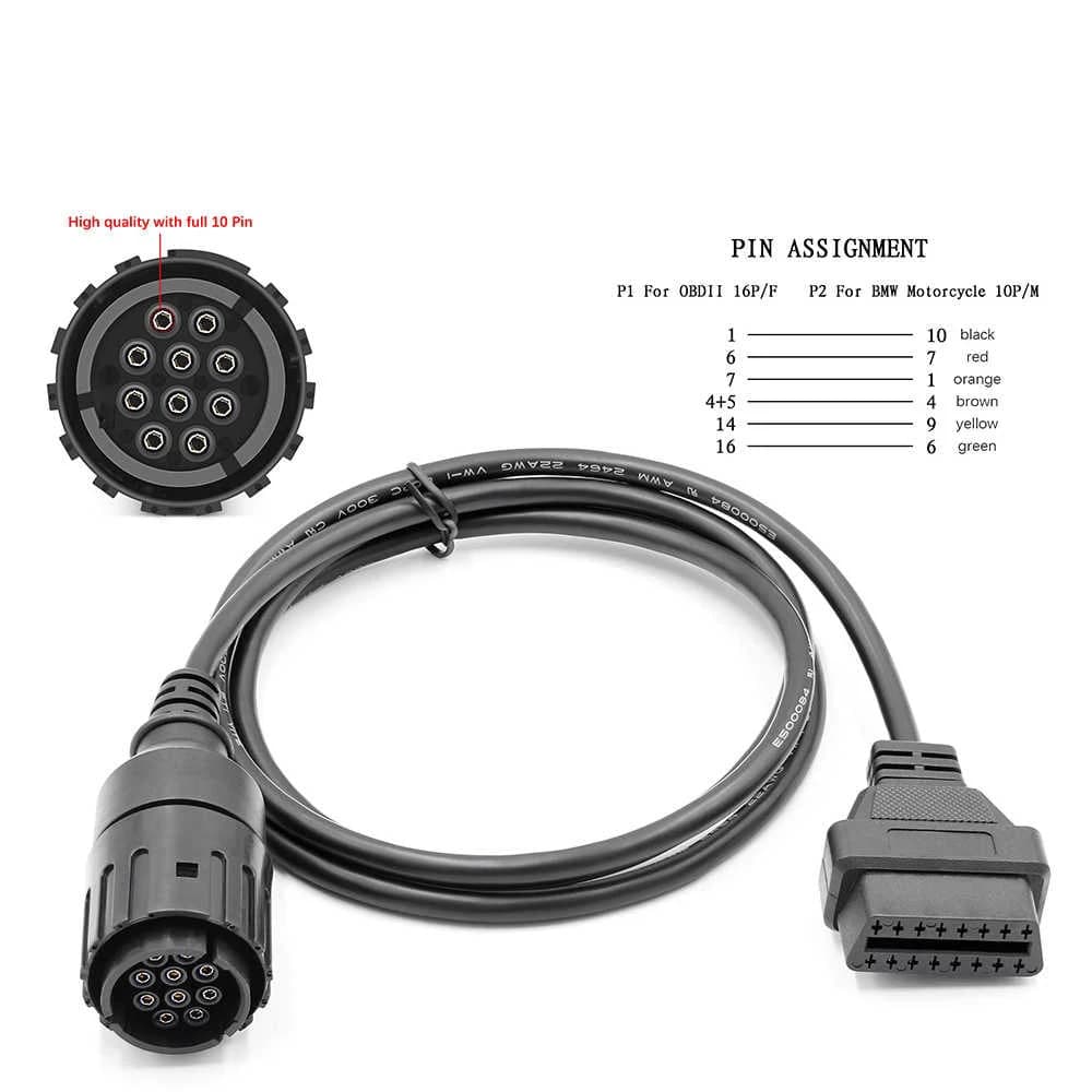 OBDLink-Câble de vélo Bluetooth LX OBD2 pour BMW, MotocymunHurade, MOTOLilPlus, 10 broches avec sac