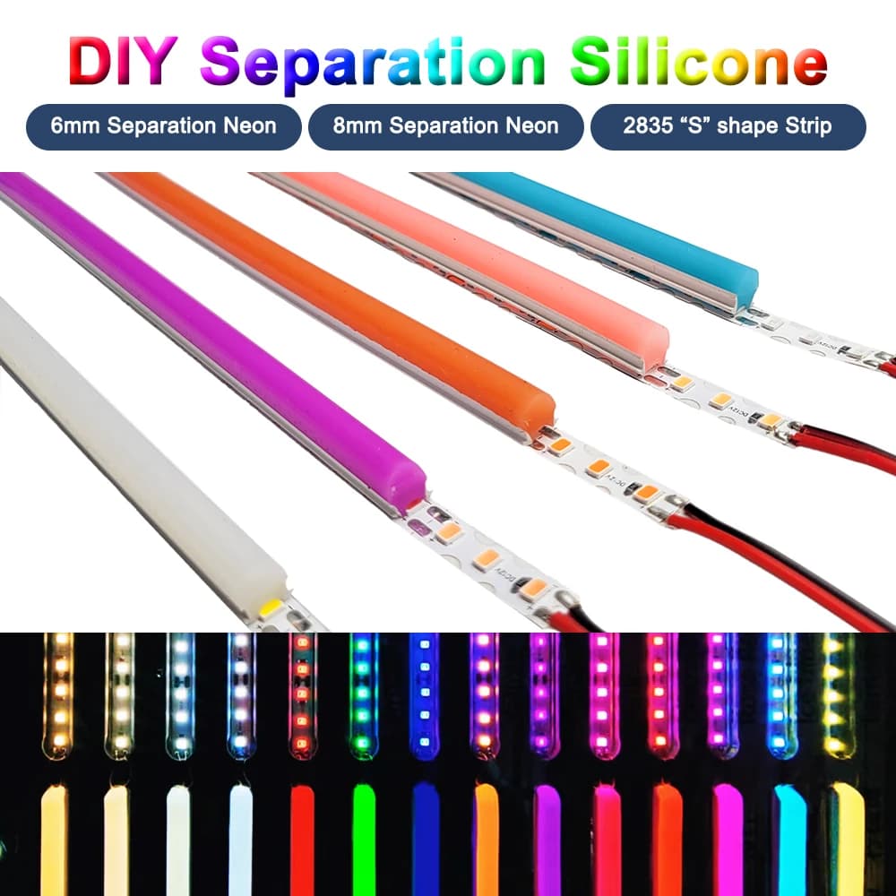 6mm 8mm bricolage séparé Silicone néon Flexible pliable DC12V 2835SMD S forme 120Led bande lumineuse