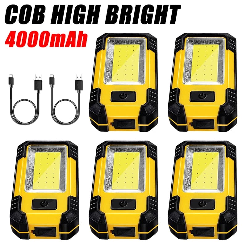 Lampe de travail COB, Rechargeable par USB, lampe de poche LED, batterie externe 18650, lampe de Cam