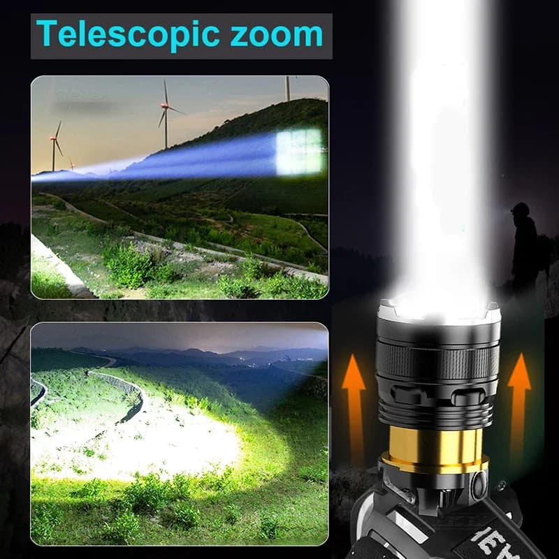 XHP50 LED Capteur Phare Étanche Tête Lumière Rechargeable Pêche À La Recherche Camping Tête lampe de