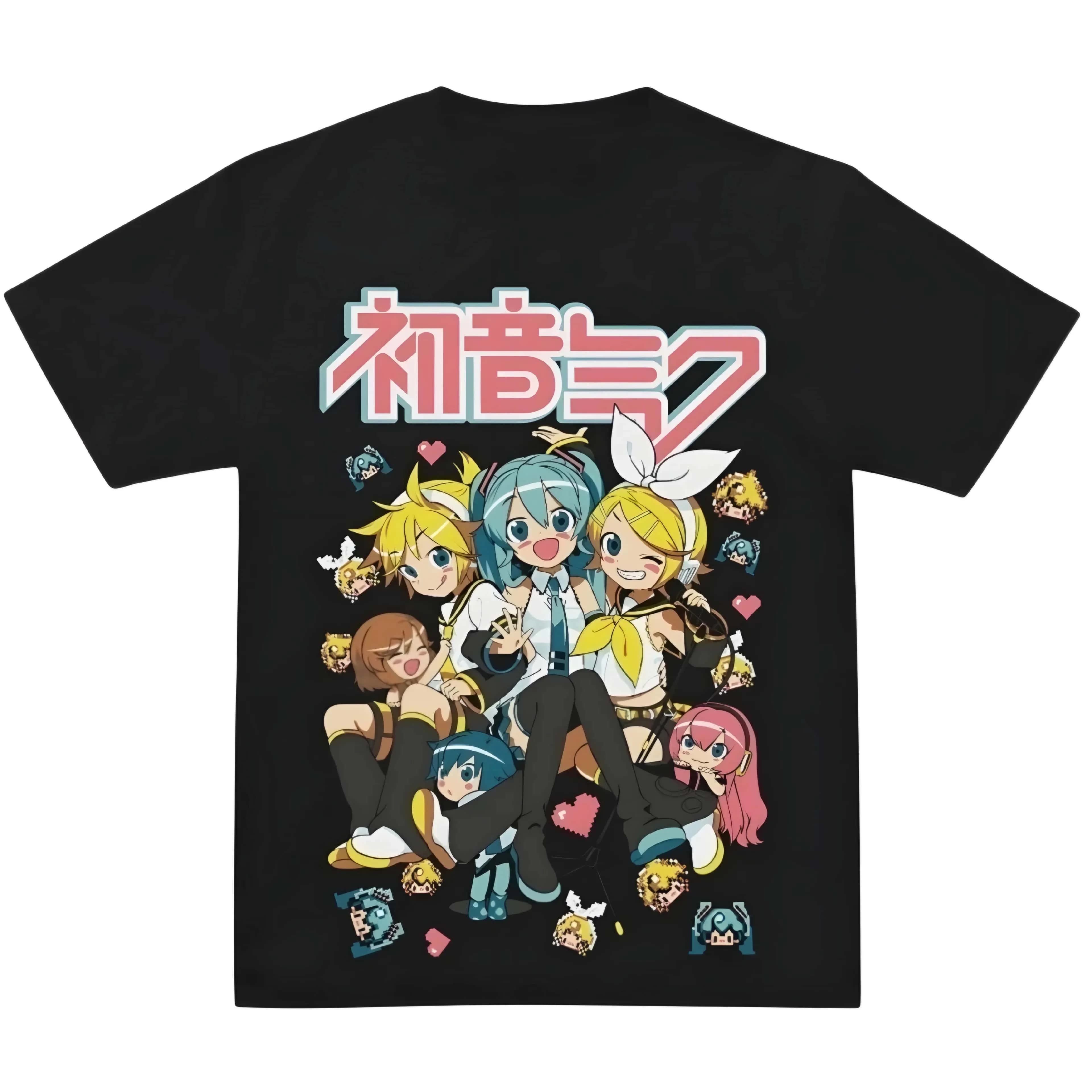 Nouveau style été 2026 #   Hatsune Miku #   T-shirt en coton ample de style cyberpunk, motif dessin 