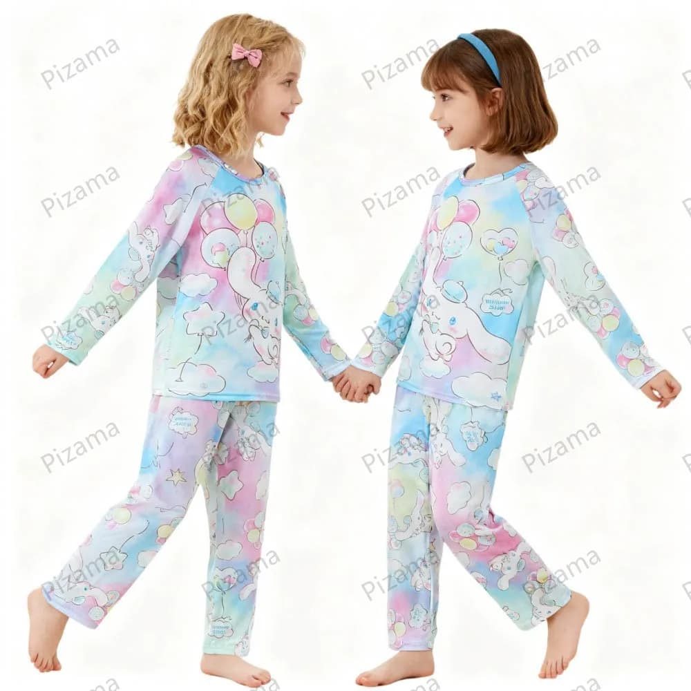 Ensembles de pyjamas pour filles Sanrio, manches longues, doux, pyjamas Hello Kitty, pyjamas pour en