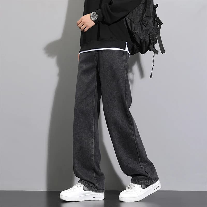 Nouveau Jean Long Décontracté Coréen pour Homme 2026 – Coupe Droite Classique en Denim, Jambes Large