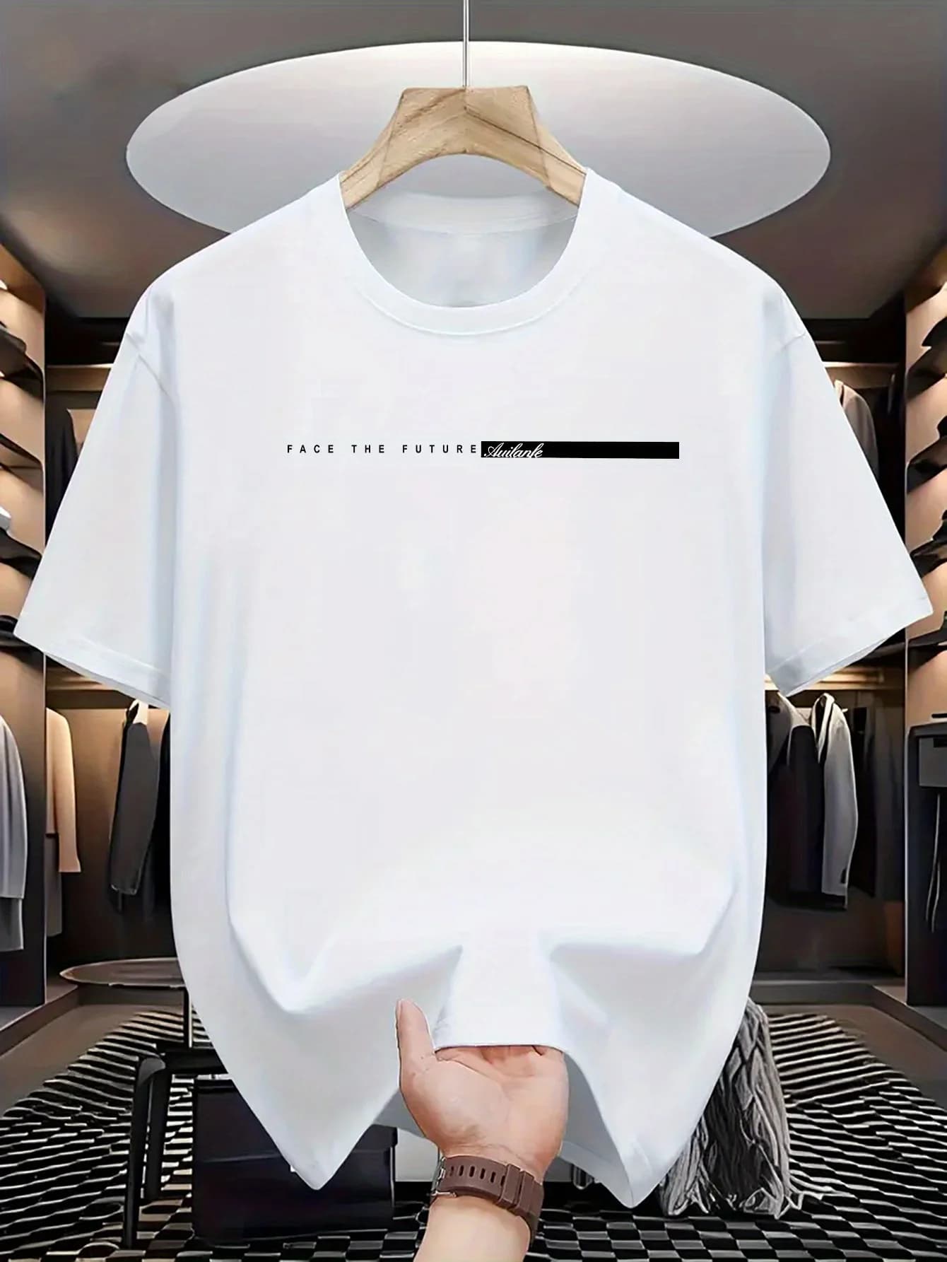 T-shirt à Manches Courtes et Col Rond pour Homme, Haut Décontracté, Coupe Ample, Grande Lettre Impri